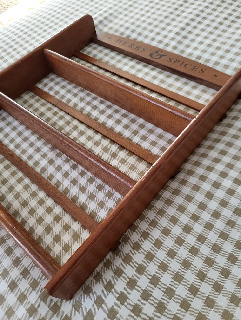 Vintage McCormick/ Schilling Wooden Spice and Herb Rack, 3 Tiered, Wall Mounted